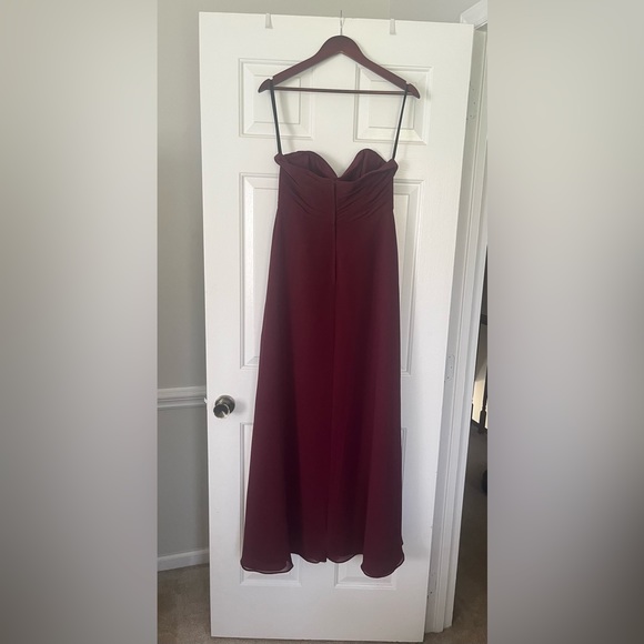 Brideside Burgundy Strapless Bridesmaid Dress - Picture 2 of 6